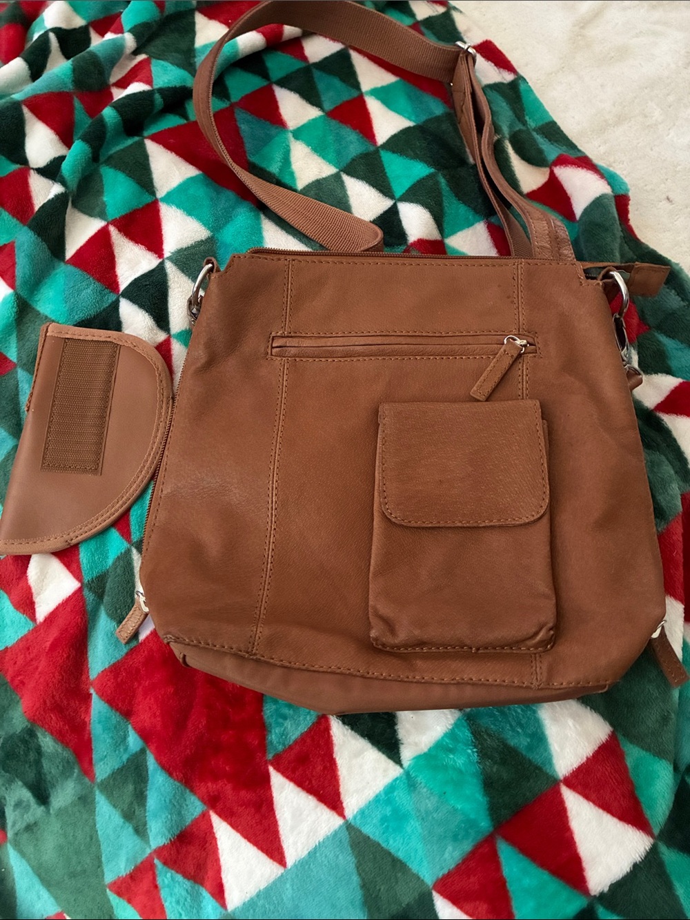 Everyday Tan Crossbody Bag with Front Pocket